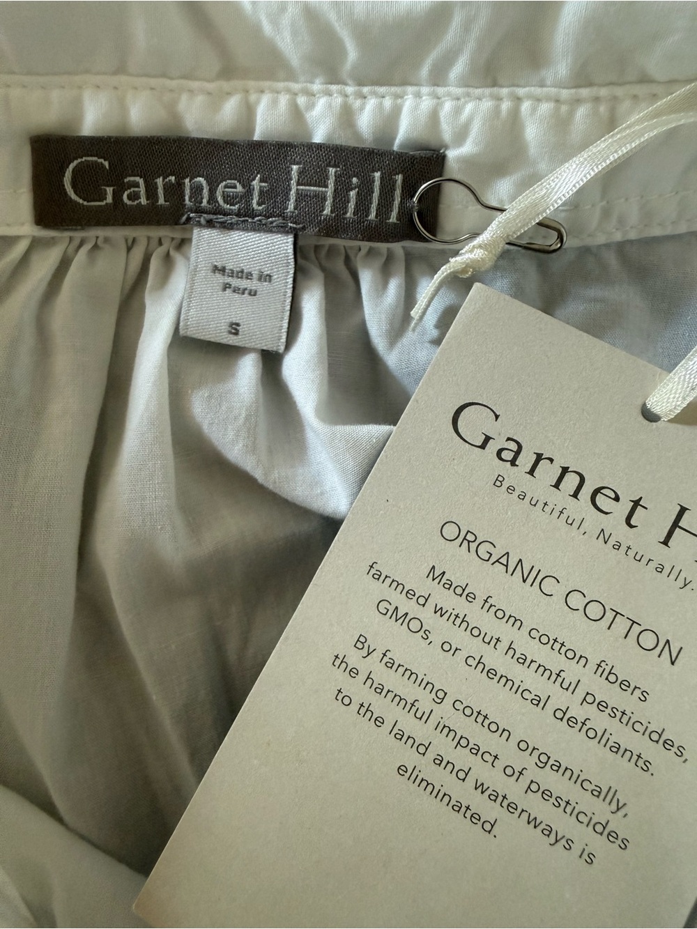 Garnet Hill Organic Pima Cotton Tunic
Blouse Small White Long Sleeve Popover - Picture 3 of 10